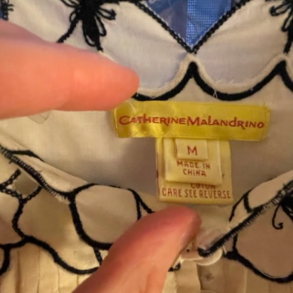 Rare Catherine Malandrino Floral Embroidered Blouse; Off-white; Size M - Picture 3 of 3